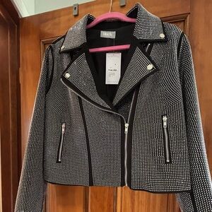 Blue B Feeling Flawless Moto jacket. Size Large  Silver black